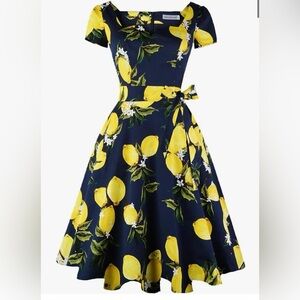 Girstunm summer lemon themed cotton dress